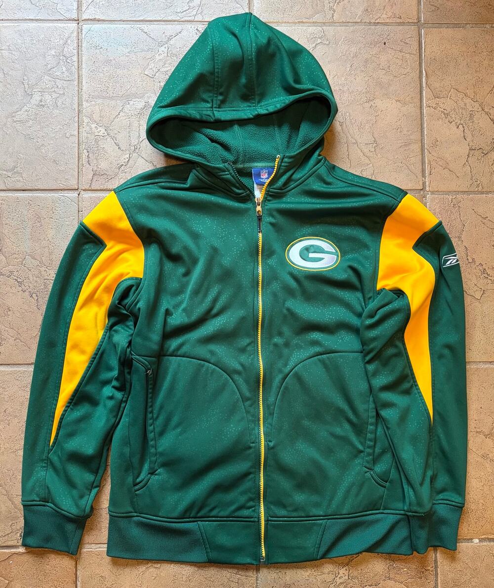 Vintage Reebok Green Bay Packers On Field Performance Hoodie Embroidered Medium